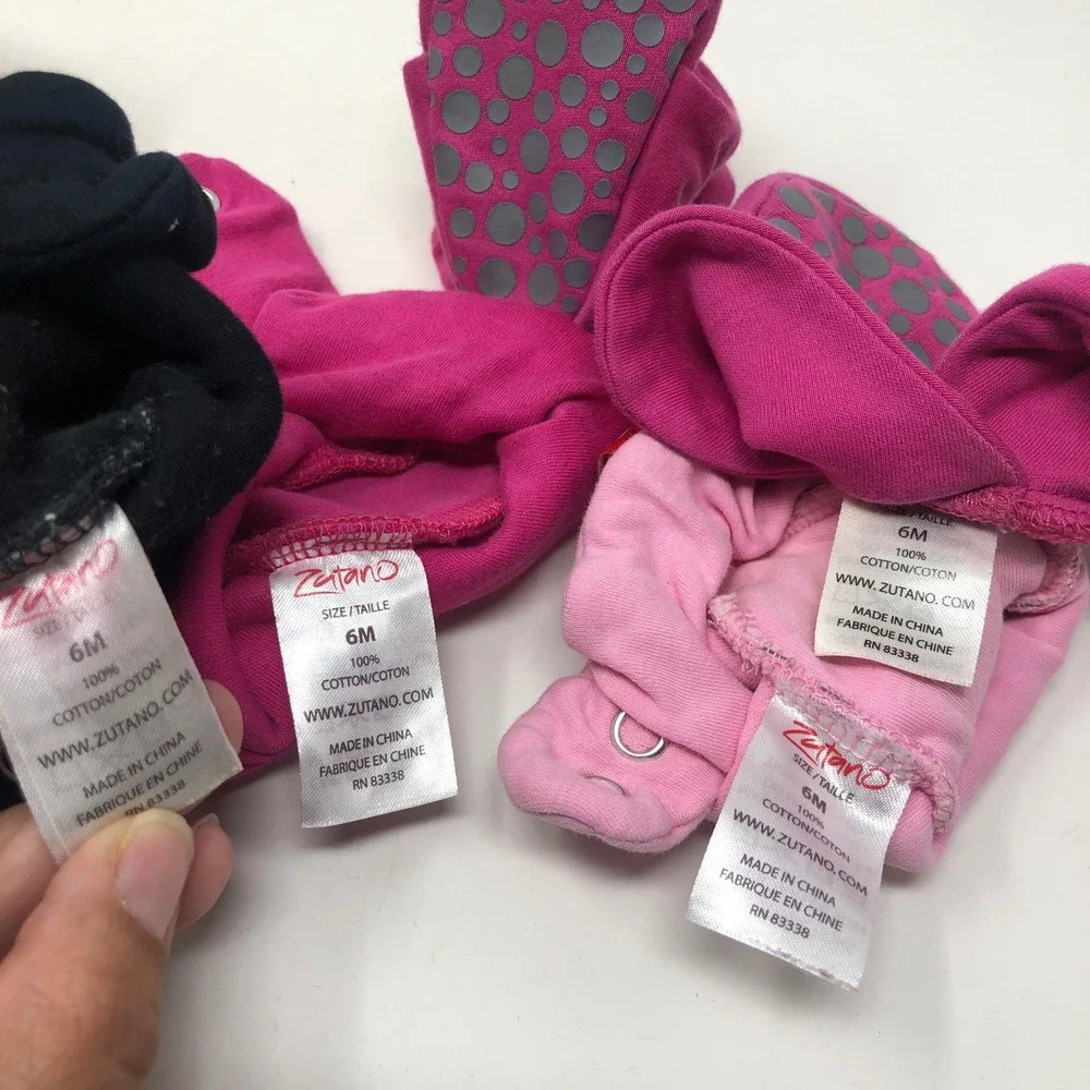 Zutano Booties Lot 11 Pairs 6M Baby Girls Multicolor Fleece Cotton Snap Stay-On